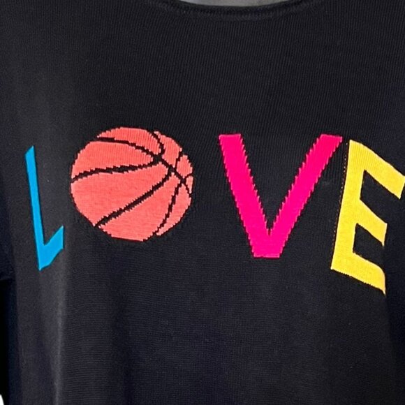 Rachel Zoe [Small] Basketball LOVE Cashmere-blend Black Sweater - EUC - Picture 5 of 6